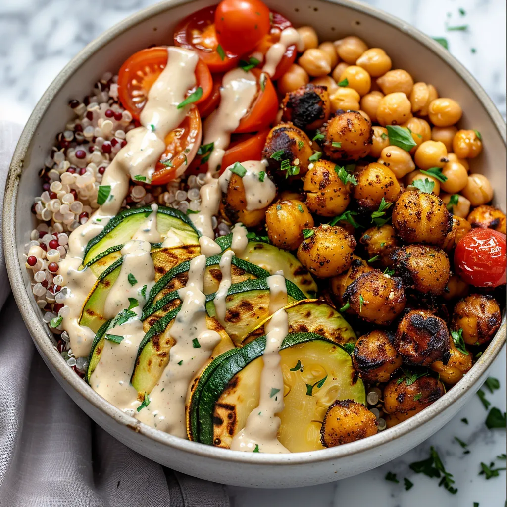 Bol santé de pois chiches rôtis et légumes colorés