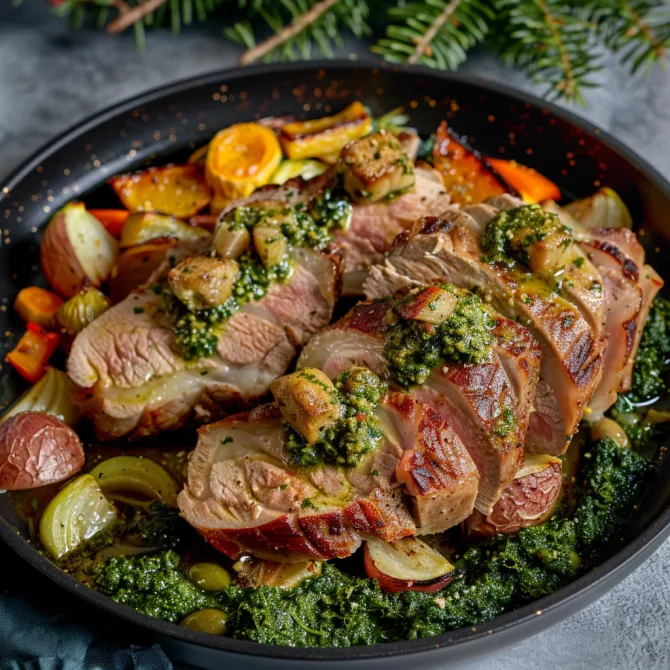 Agneau sauce aux pistaches rôti
