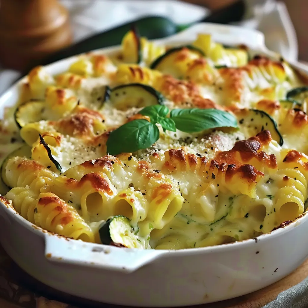 Délicieux gratin de courgettes et pâtes