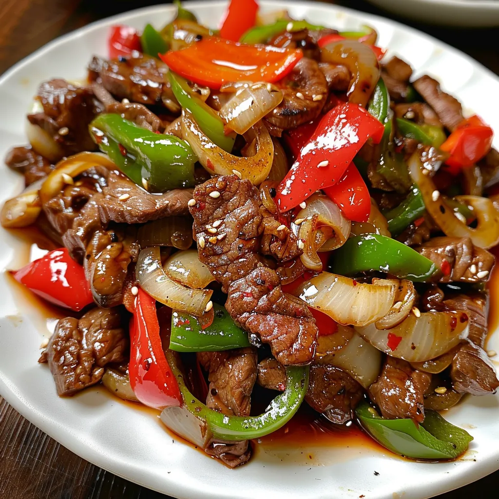 Délicieux bœuf aux poivrons multicolores