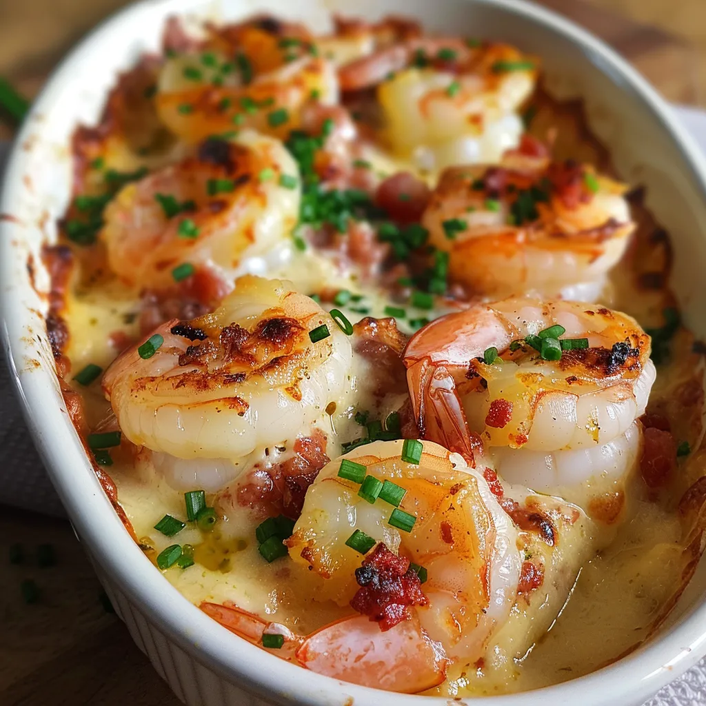 Crevettes gratinées au chorizo et parmesan