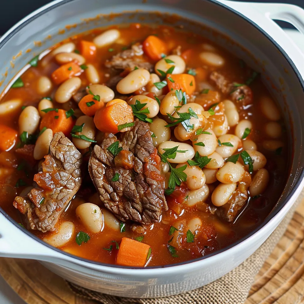 Haricots Blancs Mijotés : Bœuf et Épices à Partager