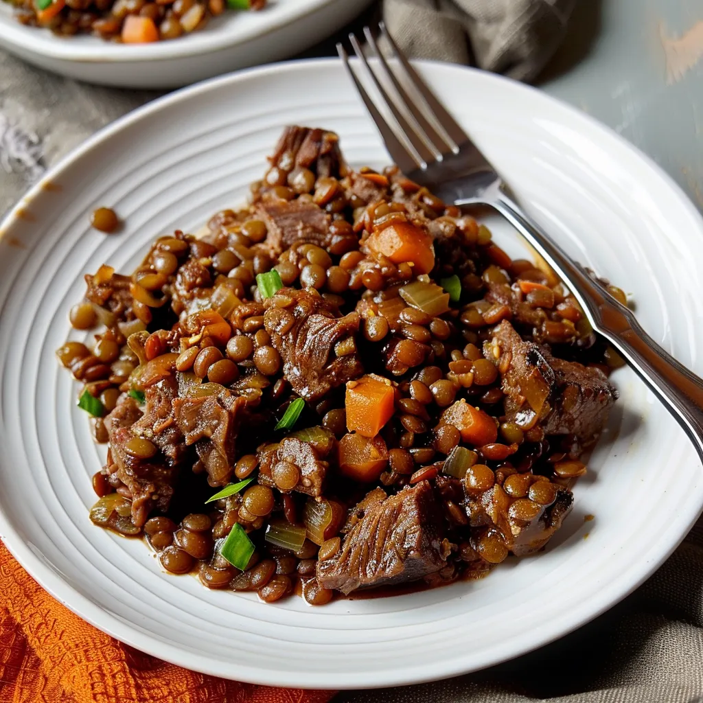 Lentilles mijotées au bœuf oriental