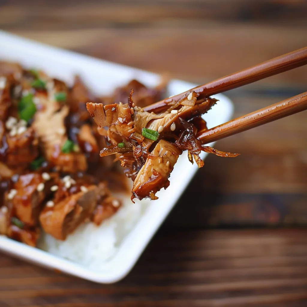 Une assiette de poulet teriyaki mijoté