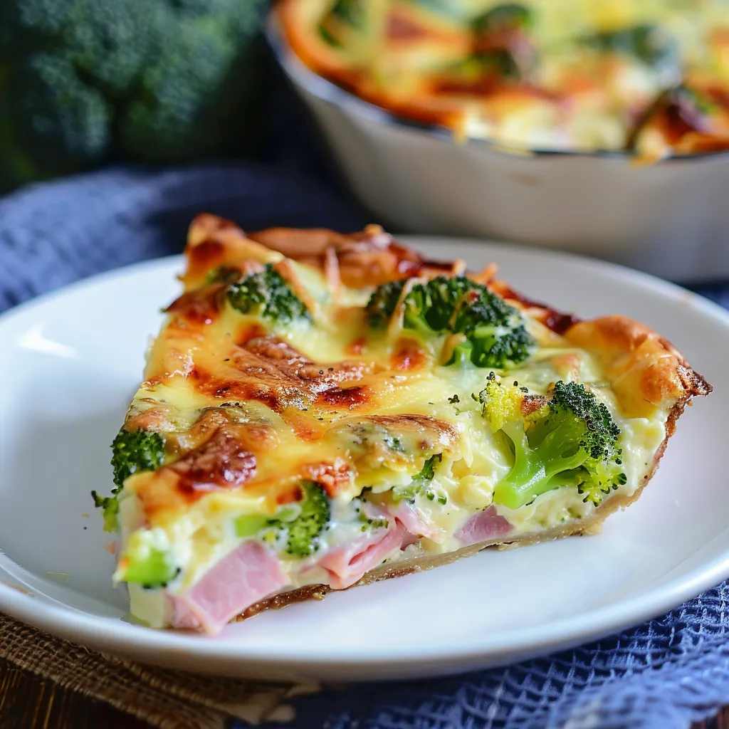 Délicieux clafoutis avec brocoli et jambon