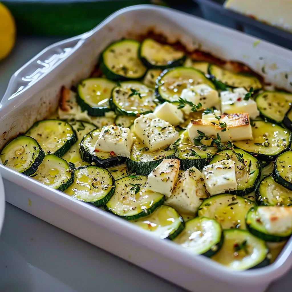 Feta rôtie avec courgettes