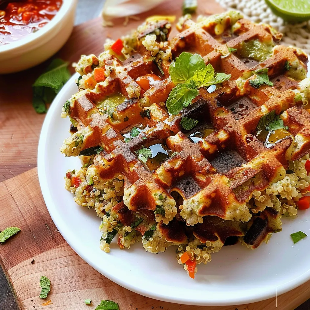Plat de gaufres aux légumes et quinoa