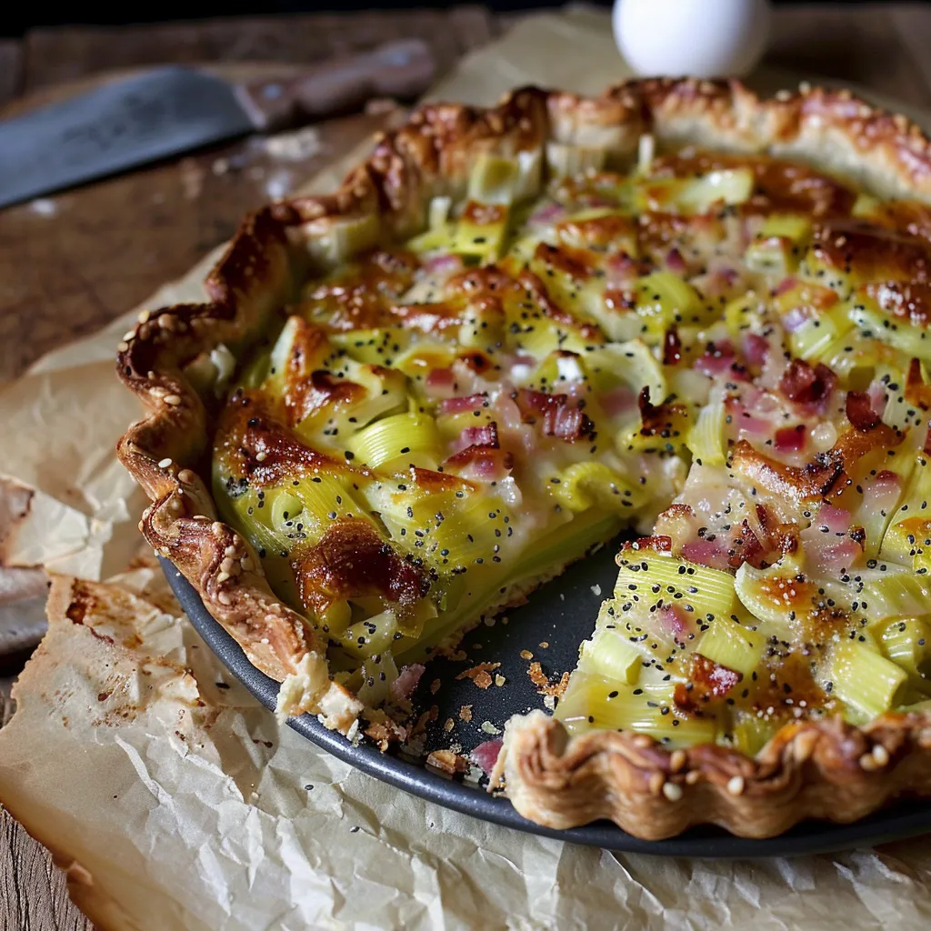Tarte rustique aux poireaux et comté - Recette familiale facile