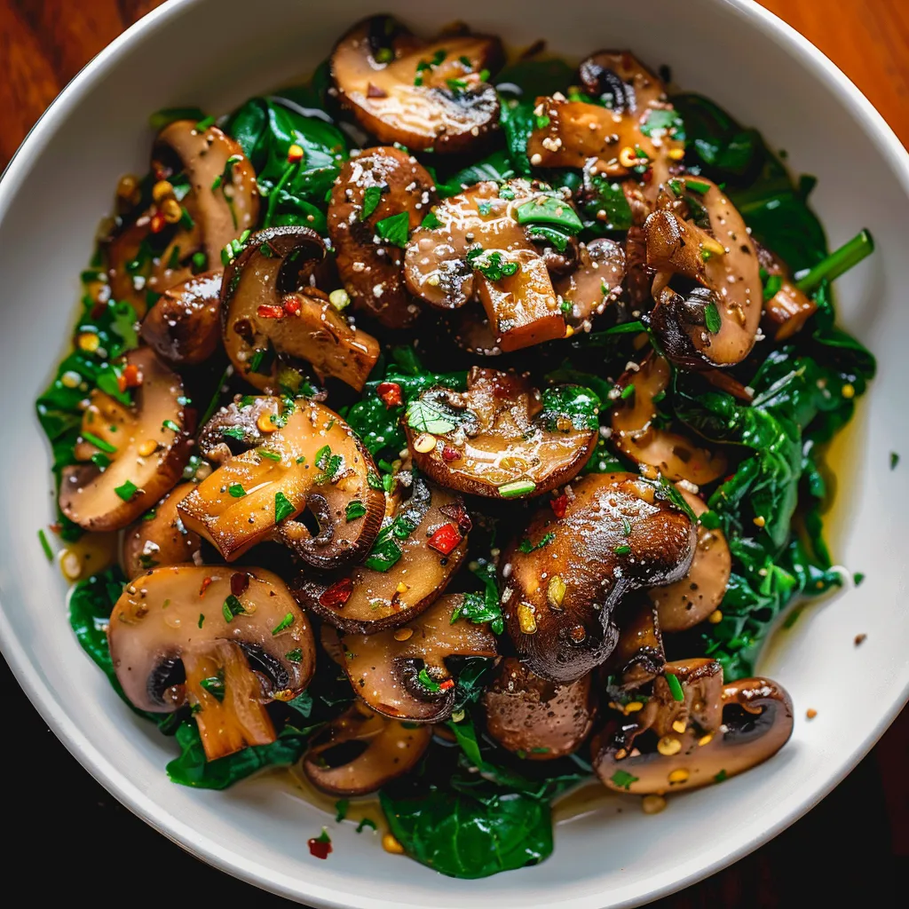 Champignons sautés aux épinards - Plat rapide et sain