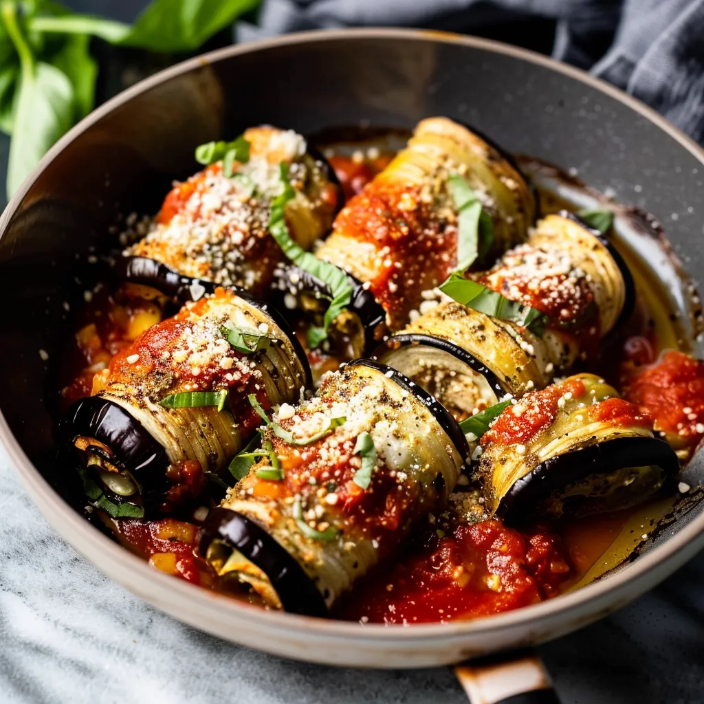 Rouleaux d'aubergines farcis italiens