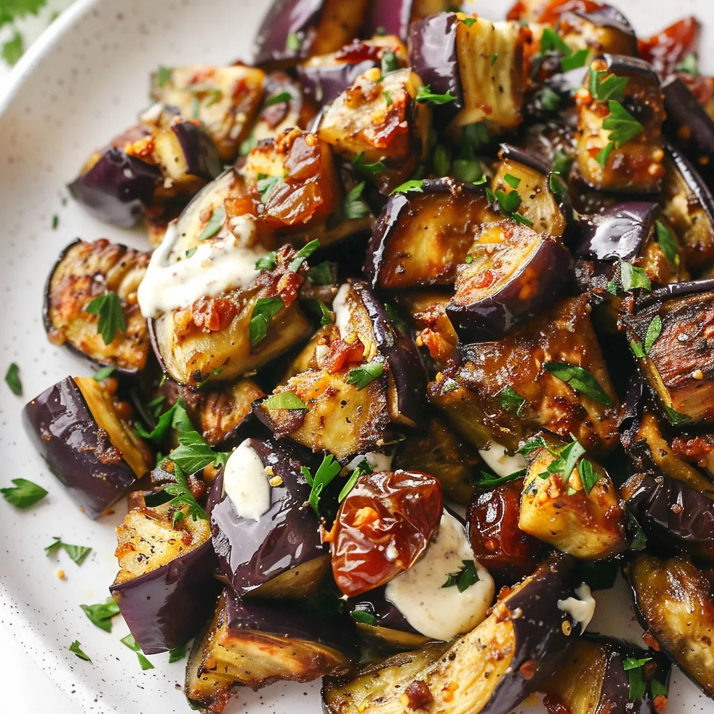 Aubergines avec épices et sauce tahini (Sain, Sans gluten)