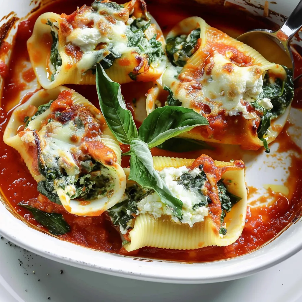 Conchiglioni farcis à la ricotta et épinards - Recette italienne