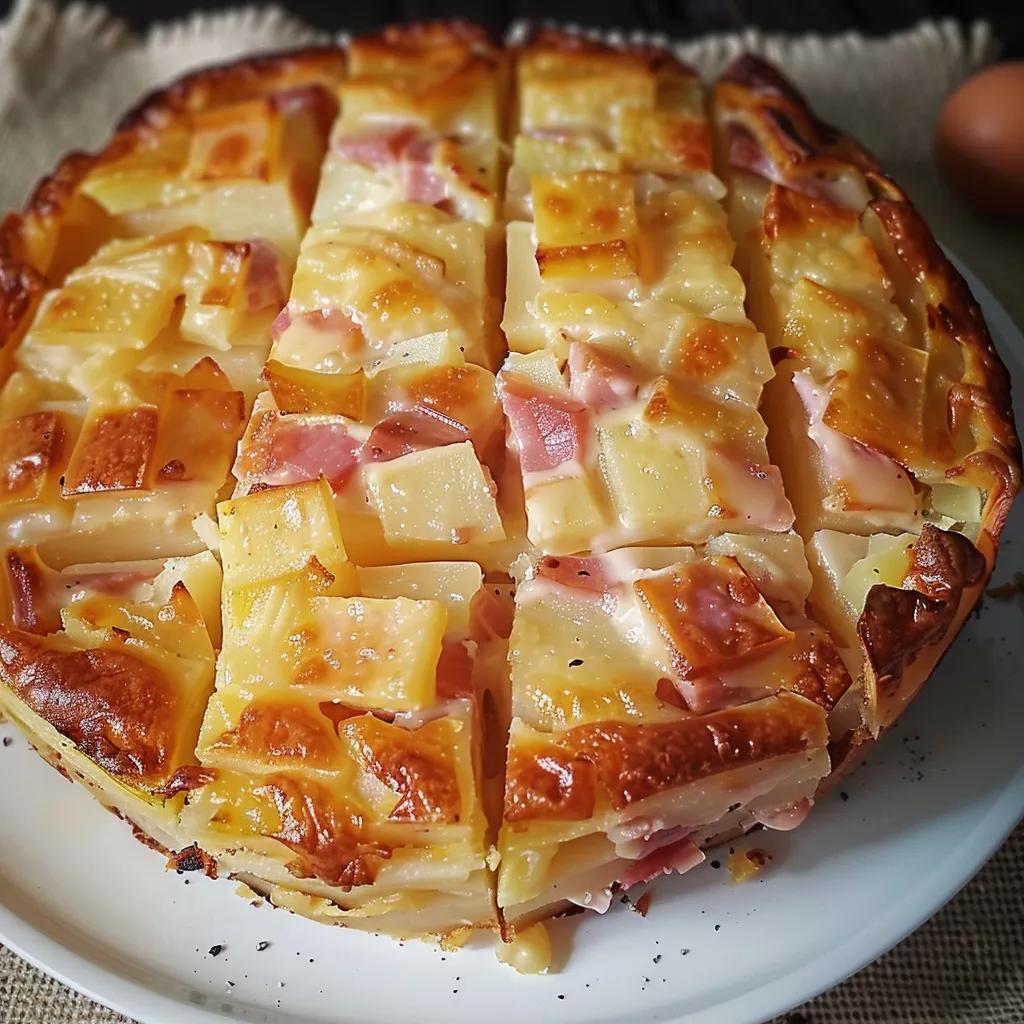 Gâteau aux pommes de terre et jambon à la Vache qui Rit - Recette familiale