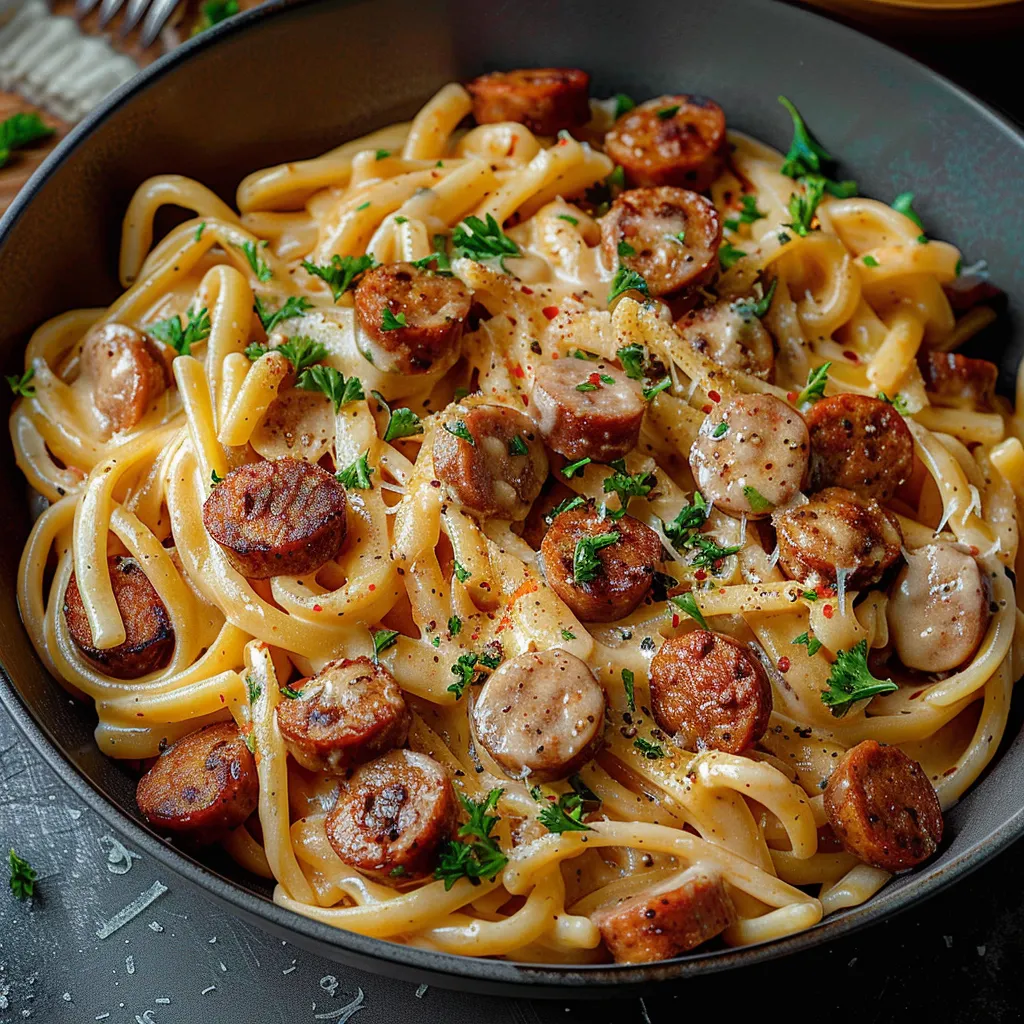 Plat de Pâtes Cajun aux Saucisses