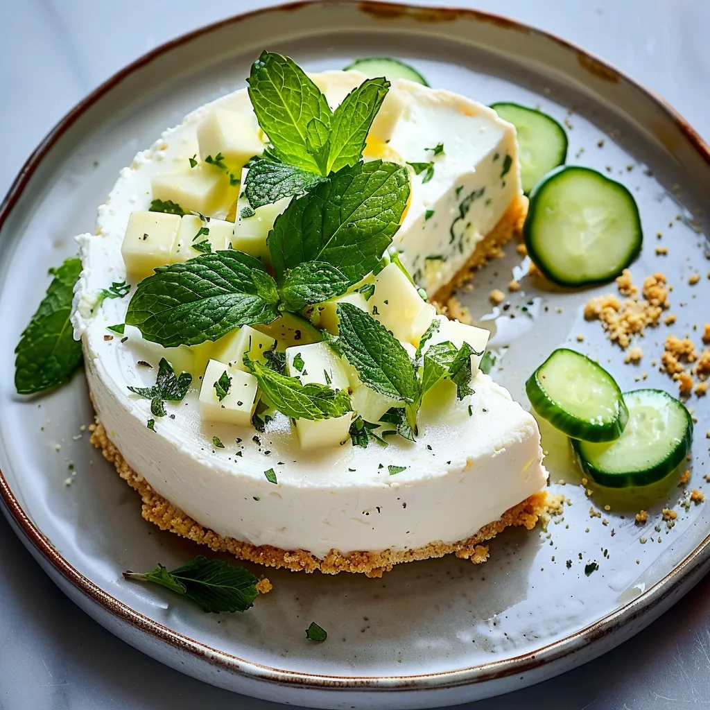 Cheesecake Salé Chèvre, Menthe et Concombre - Fraîcheur Méditerranéenne
