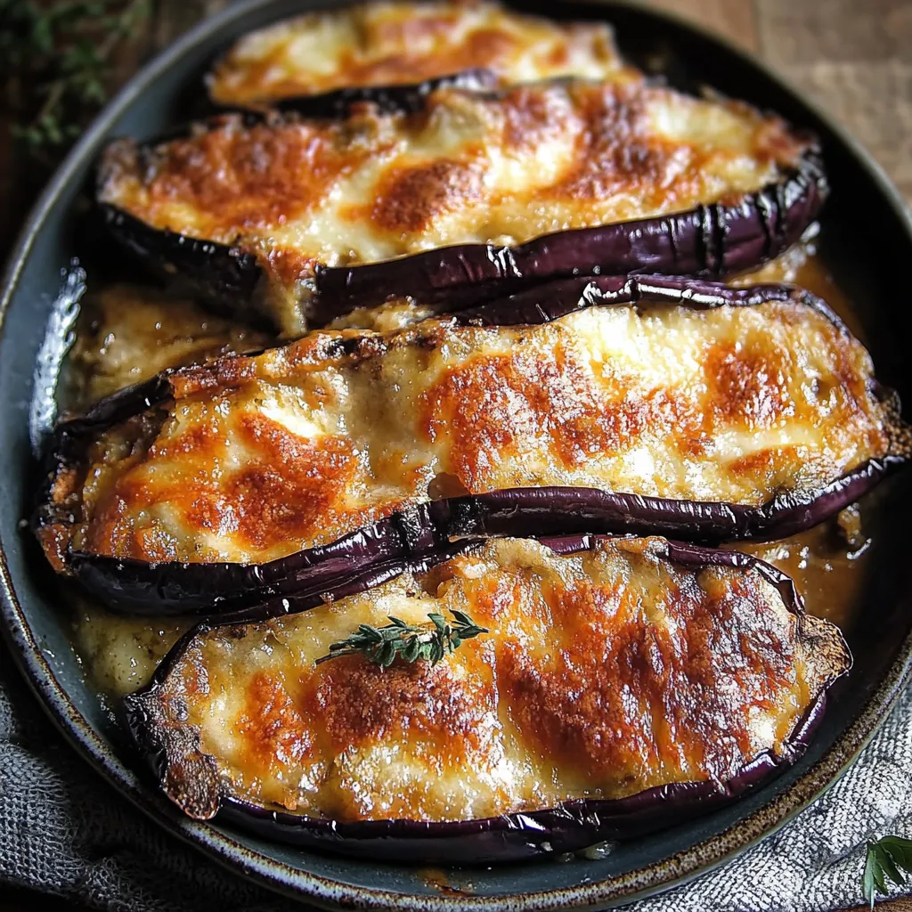 Aubergines gratinées, mozzarella et herbes parfumées