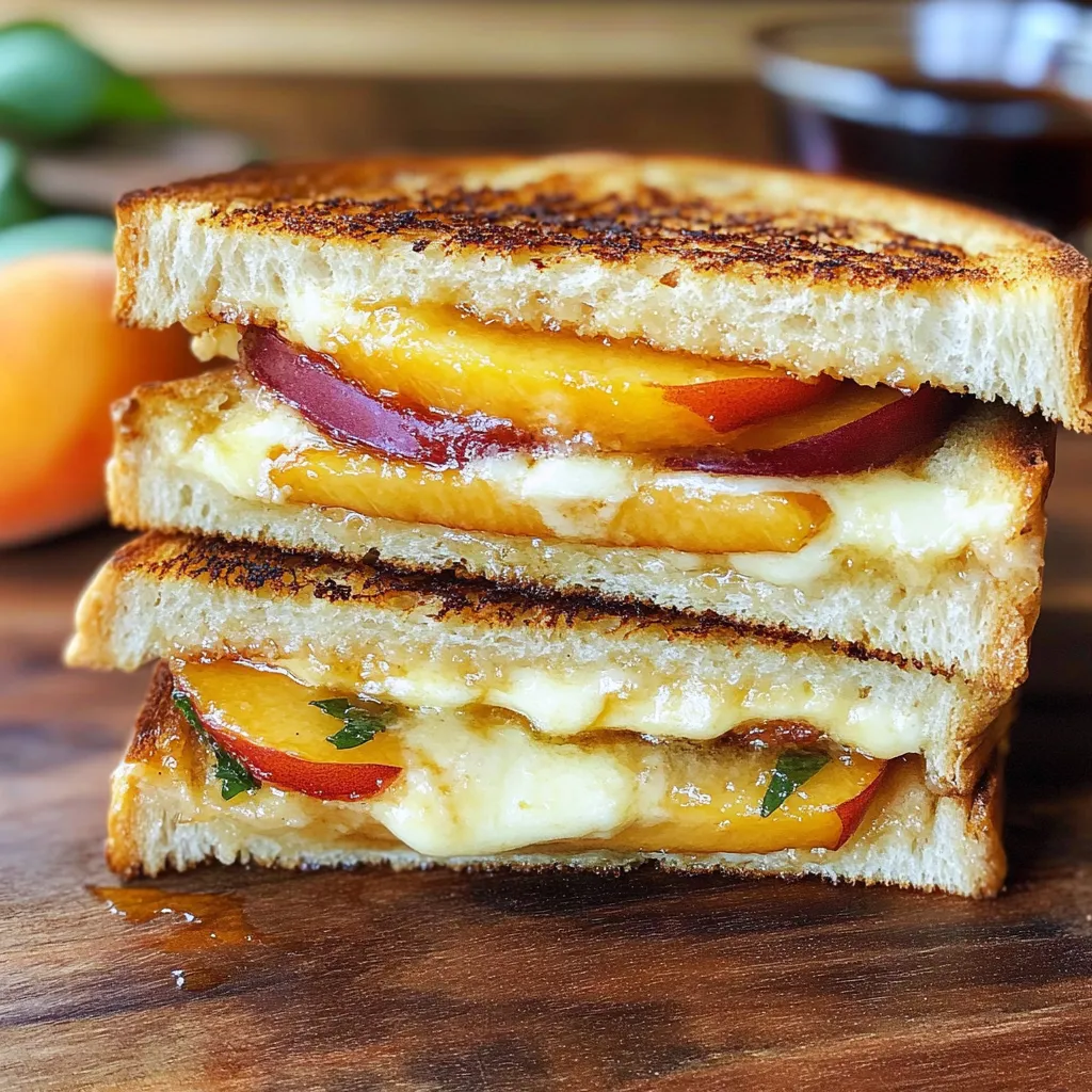 Croque sucré-salé cheddar et pêche