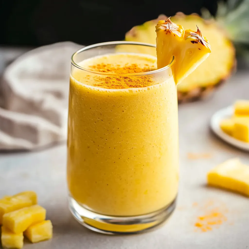 Smoothie tropical à l’ananas, curcuma et protéines