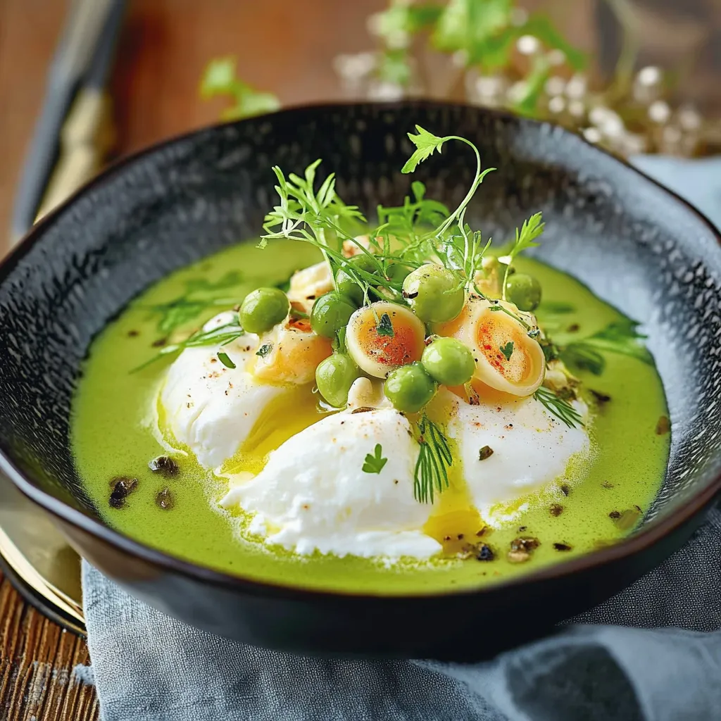 Velouté asperges burrata poisson