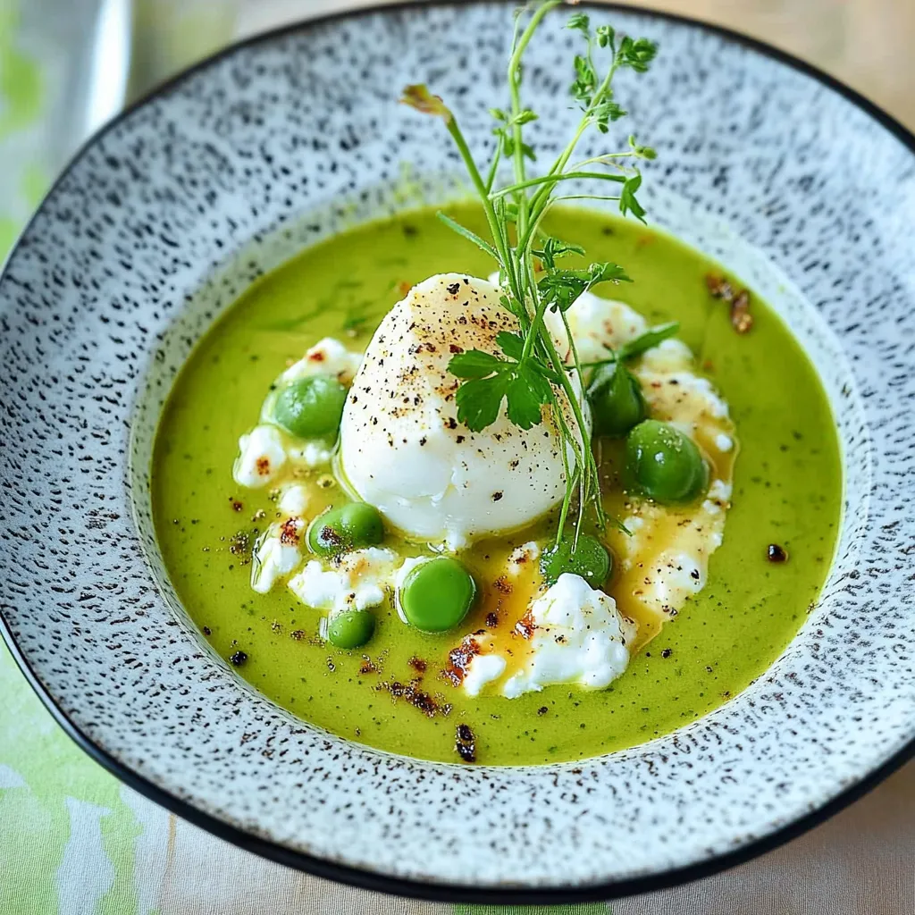 Bol d’asperges vertes mixées avec burrata et poisson fumé