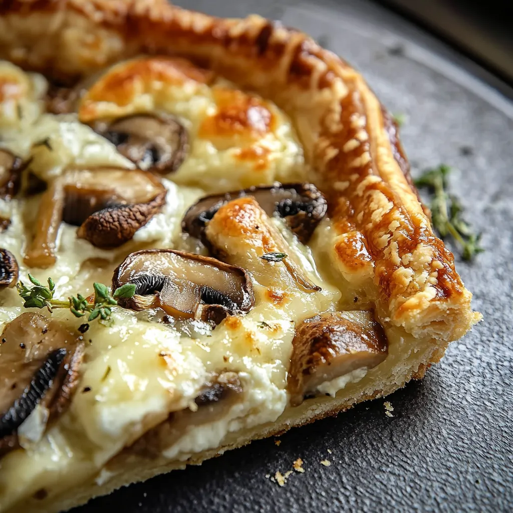 Tarte croustillante champignons mozzarella fondante