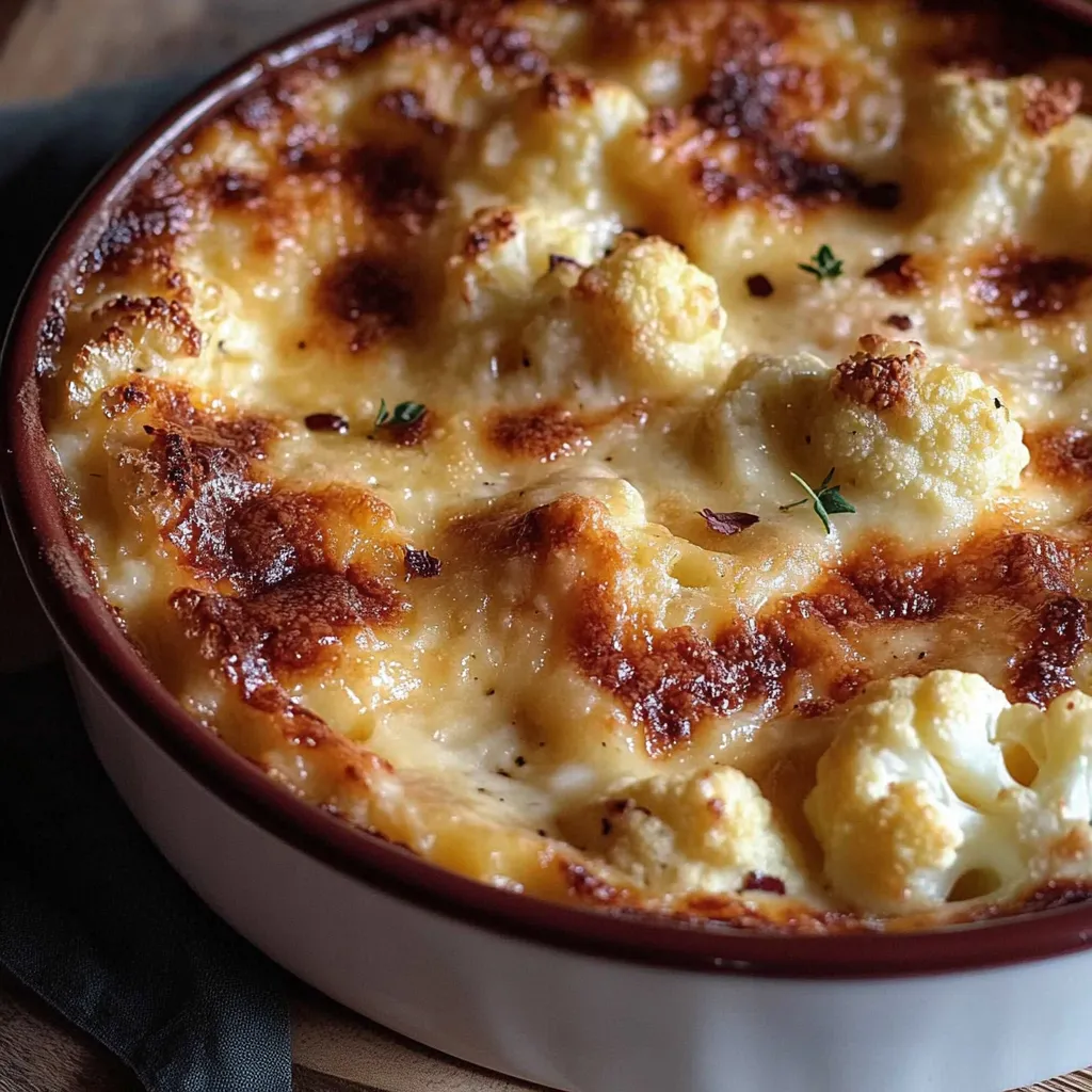 Plat gourmand chou-fleur lardons gratiné