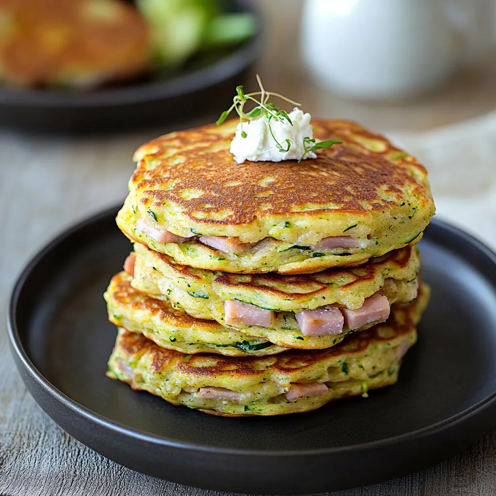 Pancakes garnis courgette chèvre jambon maison