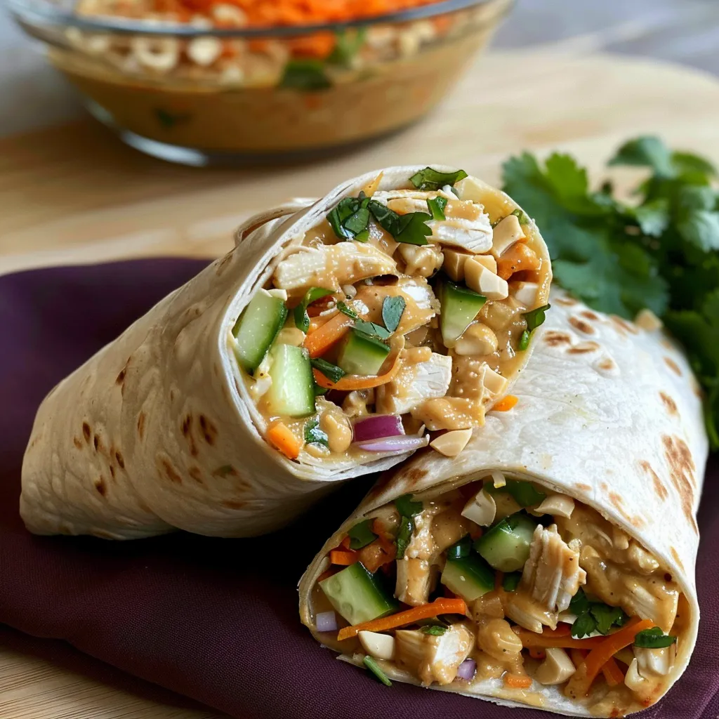 Wraps thaïlandais poulet sauce cacahuète