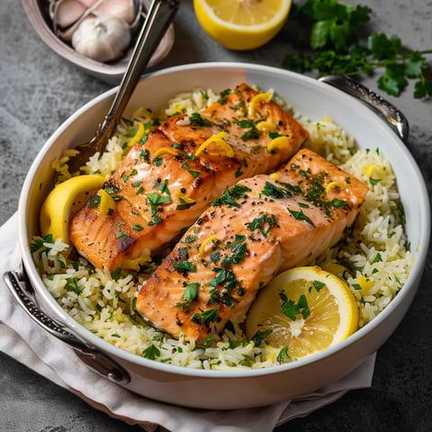 Plat saumon citron riz herbes