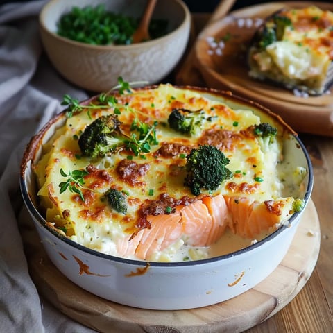 Gratin de saumon et brocolis