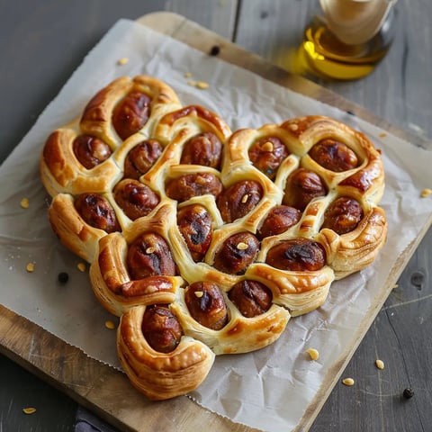 Cœur doré feuilleté pour apéritif Saint-Valentin